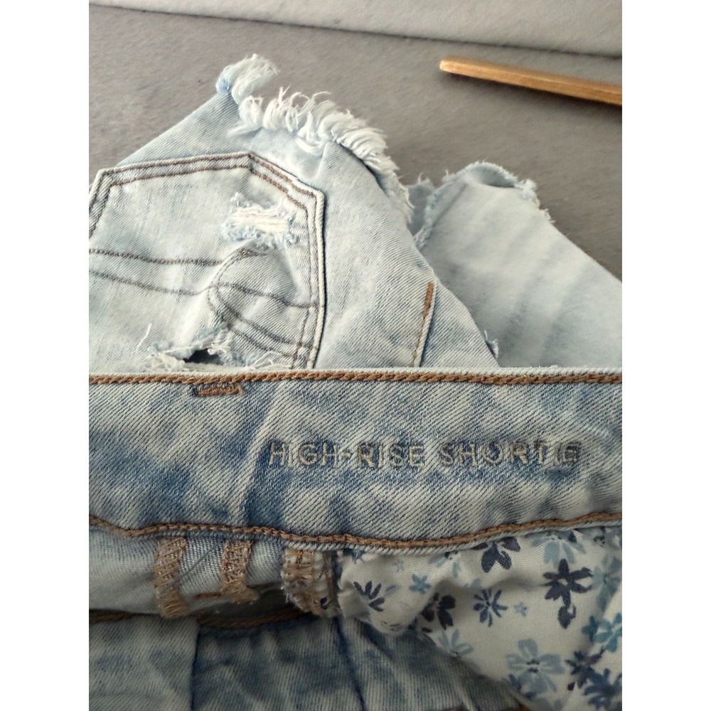 American Eagle Hi-Rise Shortie Jean Shorts 000 Denim Cut Off Coquette Soft Girl - Picture 11 of 13